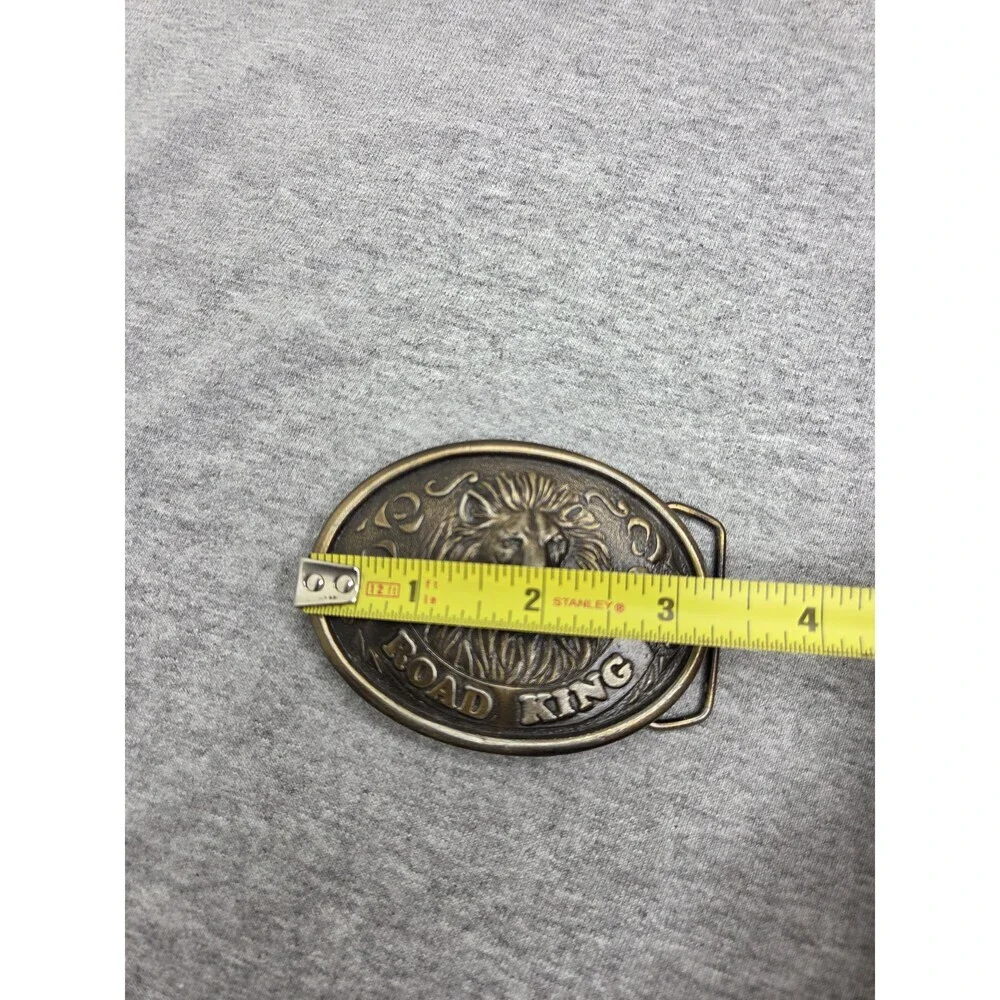 Vintage K76 Truckstop Road King Lion Brass Belt Buckle
